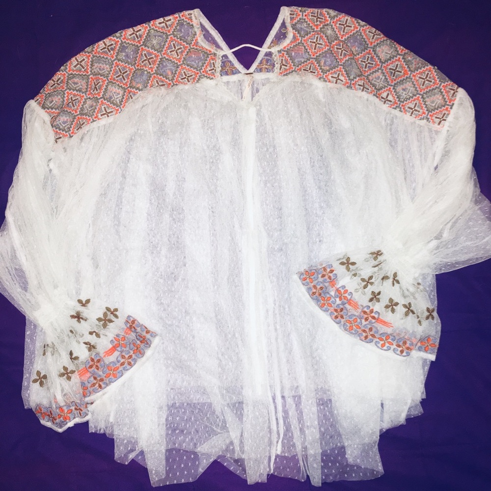 Embroidered see through mesh lace Free People Top - Picture 4 of 6